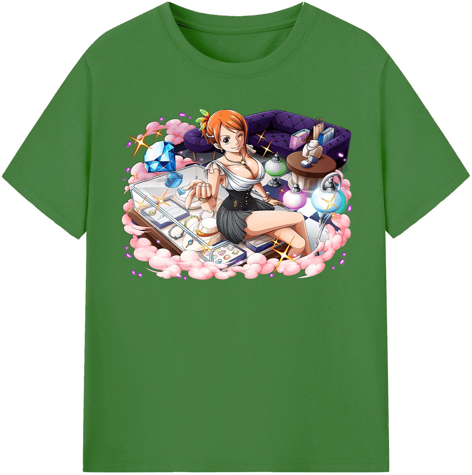 （画像用） ワンピース ナミ ONE PIECE Nami レディースカジュアルプリントTシャツ（綿100％）